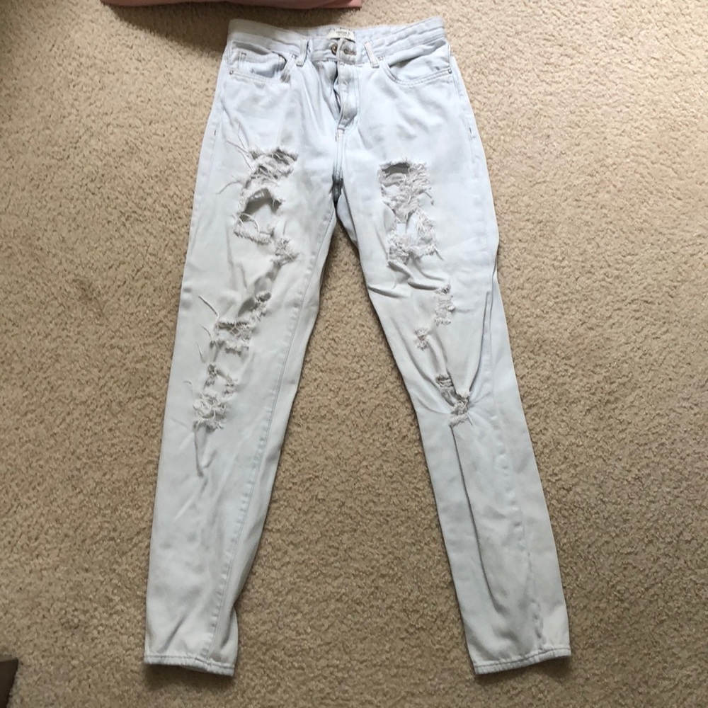Light wash high waist mom jeans
